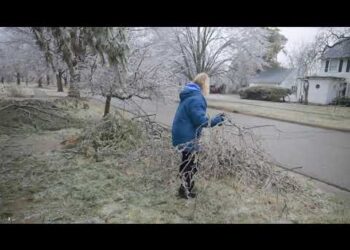 Ice storm damage in Ypsilanti, Michigan