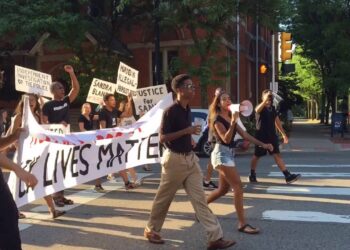 Protesters shout “Black Lives Matter” on Ann Arbor streets