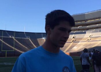 Five-star Michigan QB commit Dylan McCaffrey talks in Ann Arbor