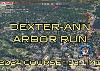 Dexter-Ann Arbor Run (2024): fly over the half-marathon course! Video of the race path.