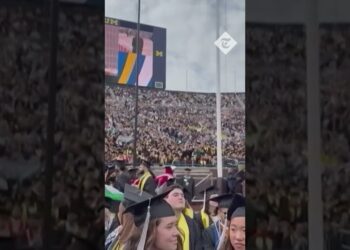 Pro-palestine protestors waved off by 'USA' chants after disrupting Michigan graduation ceremony