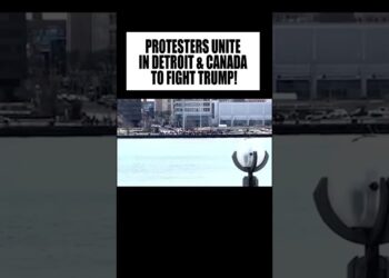 Canada & Detroit Protest Trump TOGETHER On Both Sides of River