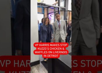 VP Harris makes stop at chicken and waffle restaurant in Detroit