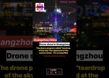 Teardrop of the Sky ☄️ –  Stunning Drone Show at Canton Tower, Guangzhou 🇨🇳 #china #shorts #drone