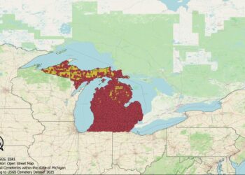 Cemetery Density Map for Lenawee Michigan