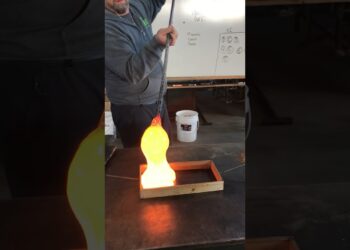 Glass blowing: making a custom architectural colored glass tile   #tile #custom #architecture #glass
