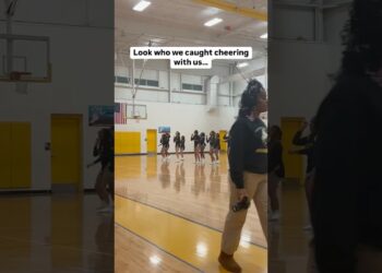 Mini cheerleader in the making🥹💛 #cheerleading #trending #highschoolbasketball #highschoolsports