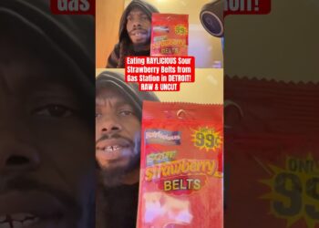 RAYLICIOUS Sour Strawberry Belts from Gas Station in #DETROIT RAW & UNCUT #candyreview #raylicious