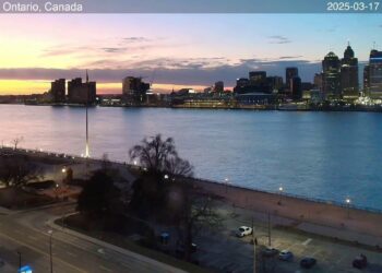 2025-03-17 Morning | Windsor, Ontario, Canada | Detroit Skyline, Michigan, USA