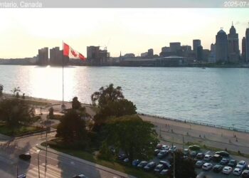 2025-07-05 Morning | Windsor, Ontario, Canada | Detroit Skyline, Michigan, USA