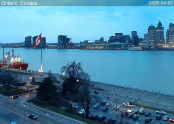 2025-04-02 Morning | Windsor, Ontario, Canada | Detroit Skyline, Michigan, USA