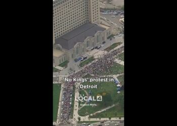 Hundreds join ‘No Kings’ protest in Detroit