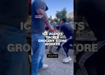 ICE agents in plain clothes tackle grocery store worker