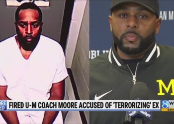 Fired Michigan coach Sherrone Moore accused of forcing his way into ex's home, 'terrorizing' her