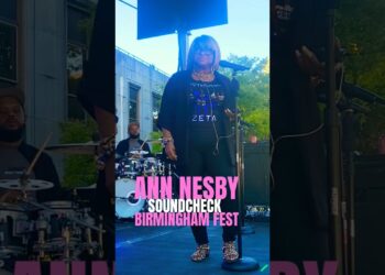 SOUNDCHECK: getting ready to take the stage downtown Birmingham, AL. #annnesby #concert #festival