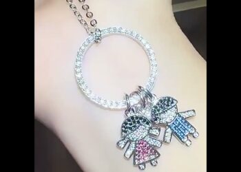 Adorable 3 Carat D Color Moissanite Cartoon Boy & Girl Pendant in 925 Silver