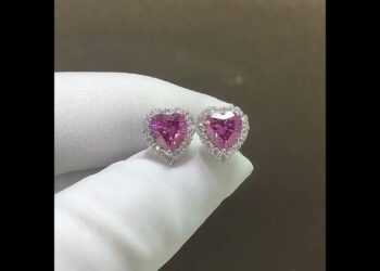 Silver 925 2 Ct Heart-Shaped Pink Moissanite Stud Earrings – Perfect Gemstone Jewelry for Women!