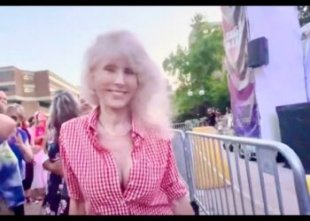 IT’S ANGIE! WEARING A NEW RED CHECK SHIRT! AT ANN ARBOR’S TOP OF THE PARK MUSIC FESTIVAL.
