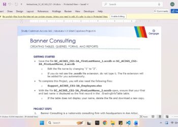 Shelly Cashman Access 365 | Modules 1-3: SAM Capstone Project A Banner Consulting