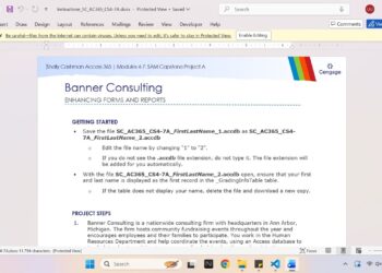 Shelly Cashman Access 365 | Modules 4-7: SAM Capstone Project A Banner Consulting