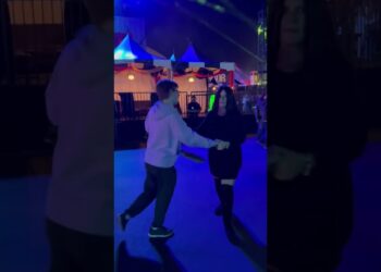 Jonathan and Jen, Dressed as Pugsley and Morticia Addams, Dancing at #darkharbor (October 11, 2025)