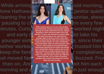 Anne Hathaway Noticed a Young Worker Checking His Alarm… Here’s Why 😢⏰